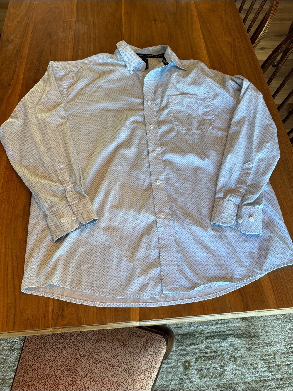 Classic Light Blue Micro-Pattern Button Up